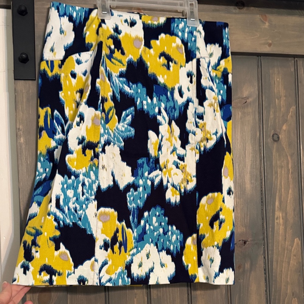 Lysse A-Line Skirt in Yellow and Blue Floral